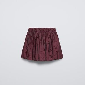 Zara Elegant Maroon Floral Bubble Skirt 6